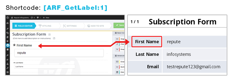 ARFoms PDF Creator - Label Shortcode